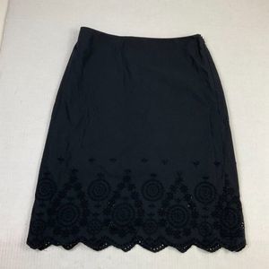 Banana Republic Womens Cotton Eyelet Pencil Skirt Black Lined Side Zip Size 4